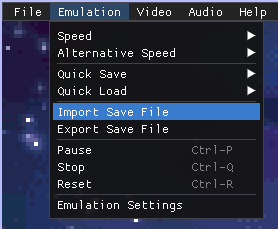 The new import/export save files option.