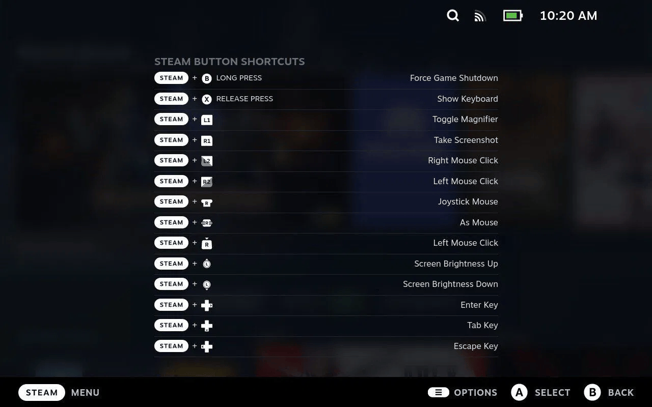 Shortcuts in Desktop mode.